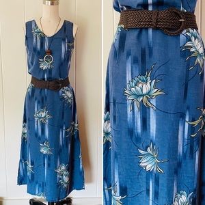 XS/S Vintage Hilo Hattie Blue Floral Maxi Dress